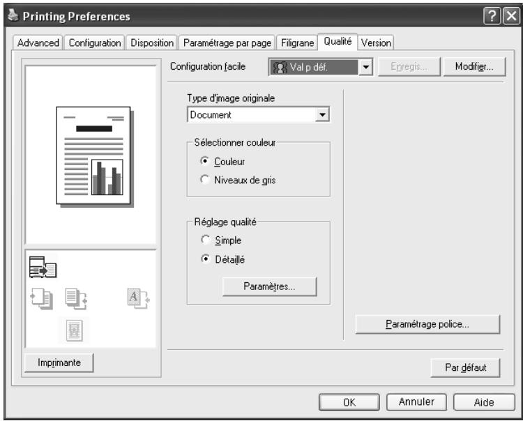 KONICA MINOLTA BIZHUB C252P PHASE3 PRINTER - Spécifier les paramètres de l'onglet Qualité - 1