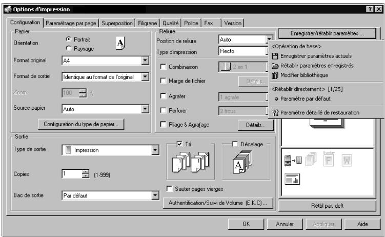 KONICA MINOLTA BIZHUB C252P PHASE3 PRINTER - Pour enregistrer les paramètres du pilote - 1