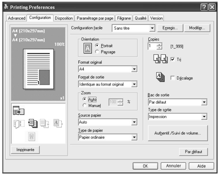 KONICA MINOLTA BIZHUB C252P PHASE3 PRINTER - Pour enregistrer les paramètres du pilote - 1
