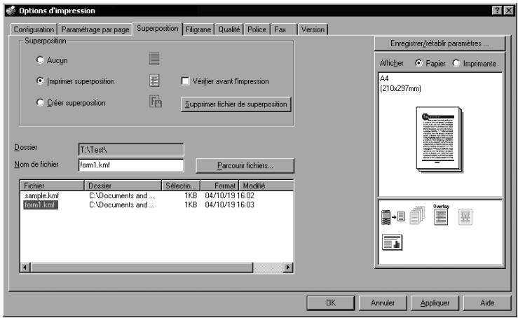 KONICA MINOLTA BIZHUB C252P PHASE3 PRINTER - Spécifier les paramètres de l'onglet Superposition - 1