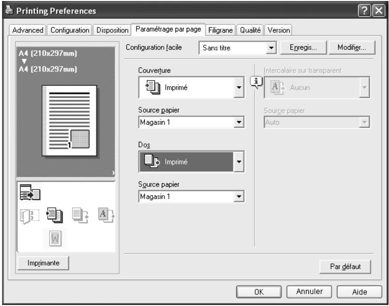 KONICA MINOLTA BIZHUB C252P PHASE3 PRINTER - Spécifier les paramètres de l'onglet Paramétrage par page - 1