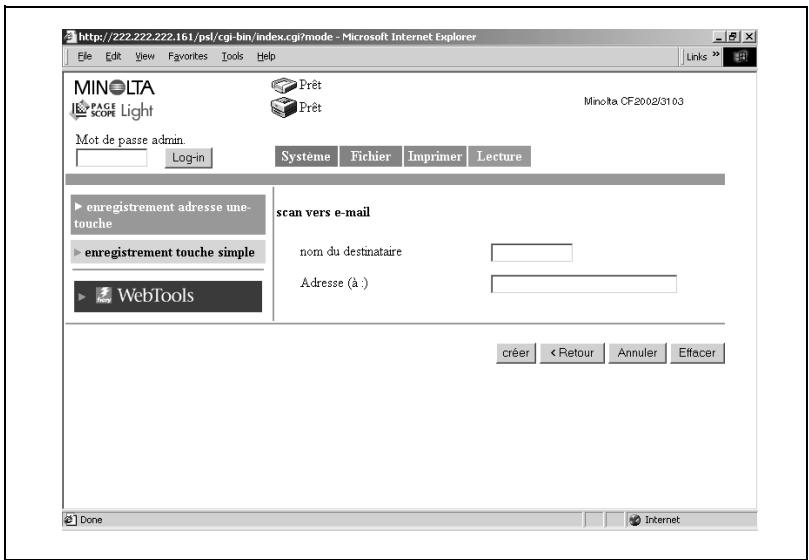 KONICA MINOLTA CN3102PRO - Lorsque scan vers e-mail est sélectionné - 1