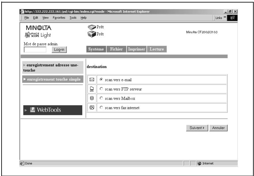 KONICA MINOLTA CN3102PRO - Sélectionnez la méthode de transmission. - 1