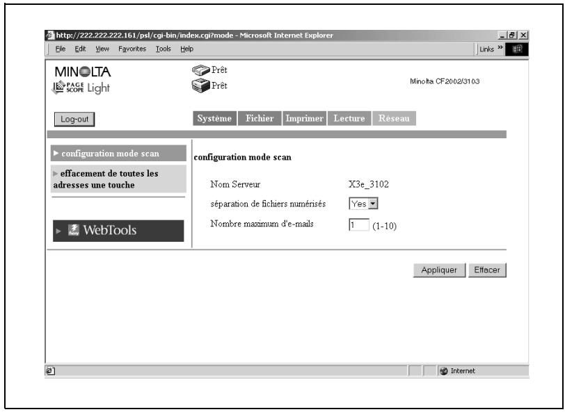 KONICA MINOLTA CN3102PRO - Mode administrator: onglet lecture - 1