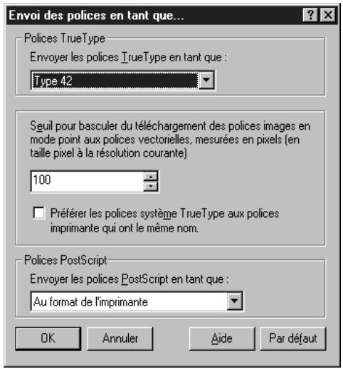 KONICA MINOLTA PI6000 PS - Boîte de dialogue Envoyer les polices en tant que - 1
