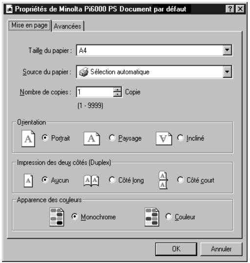 KONICA MINOLTA PI6000 PS - Propriétés de la boîte de dialogue d'impression (lorsque l'opération est en cours) - 1