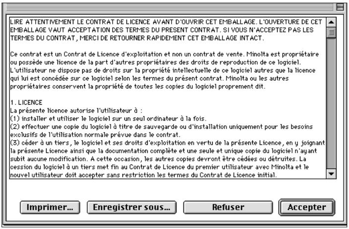 KONICA MINOLTA SCAN MULTI I HARDWARE - Si vous acceptez les termes de la licence, cliquez sur Acceptor. - 1