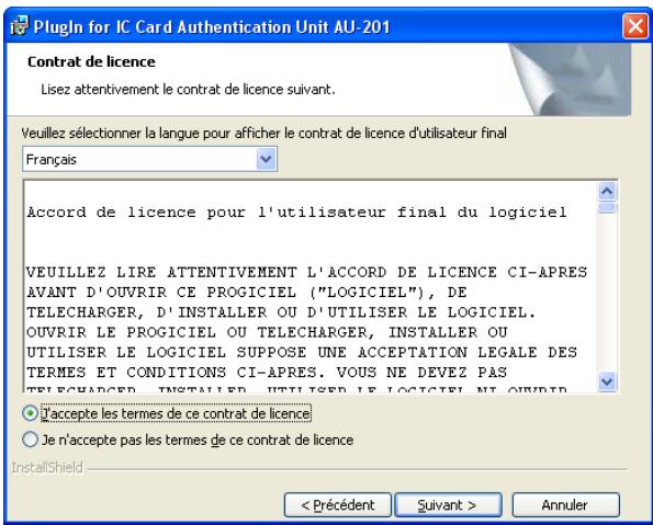 KONICA MINOLTA AU-201 - Sélectionnez "J'accepte les termes de ce contrat de licence", puis cliquez sur [Suivant]. - 1