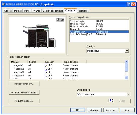 KONICA MINOLTA AU-201 - Définition des réglages de l'onglet Configurer - 1