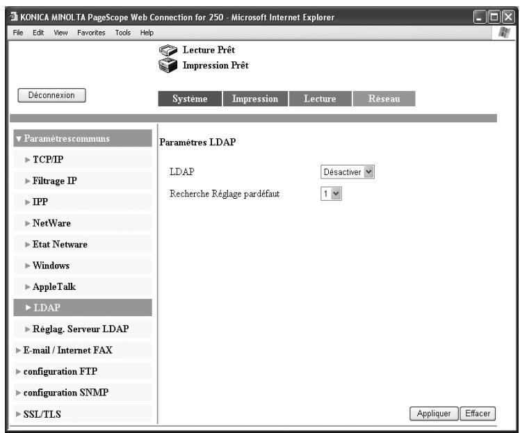 KONICA MINOLTA BIZHUB 250 PH2 5 SCAN - Spécifier les paramètres LDAP - 1