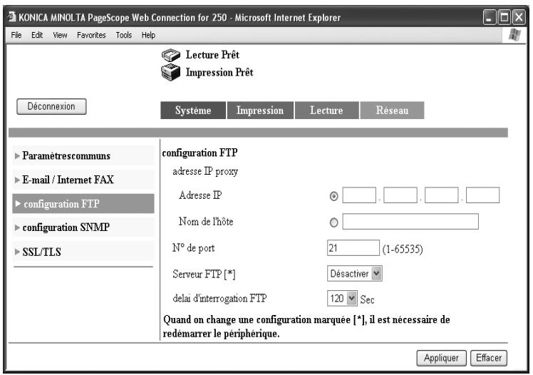 KONICA MINOLTA BIZHUB 250 PH2 5 SCAN - Spécifier la configuration FTP - 1