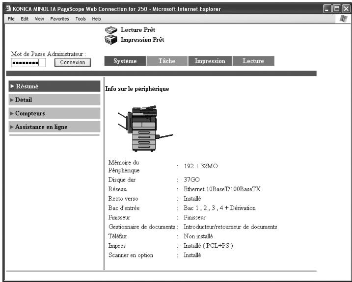 KONICA MINOLTA BIZHUB 250 PH2 5 SCAN - Connexion en mode Administrateur - 1