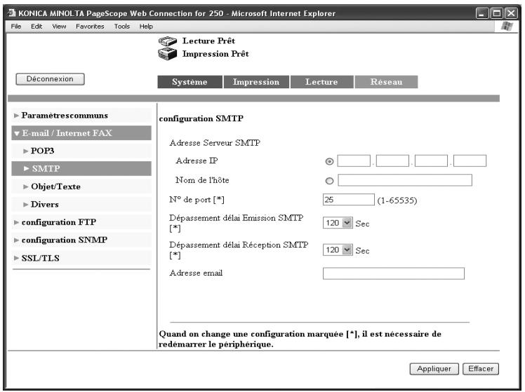 KONICA MINOLTA BIZHUB 250 PH2 5 SCAN - Spécifier la configuration SMTP - 1