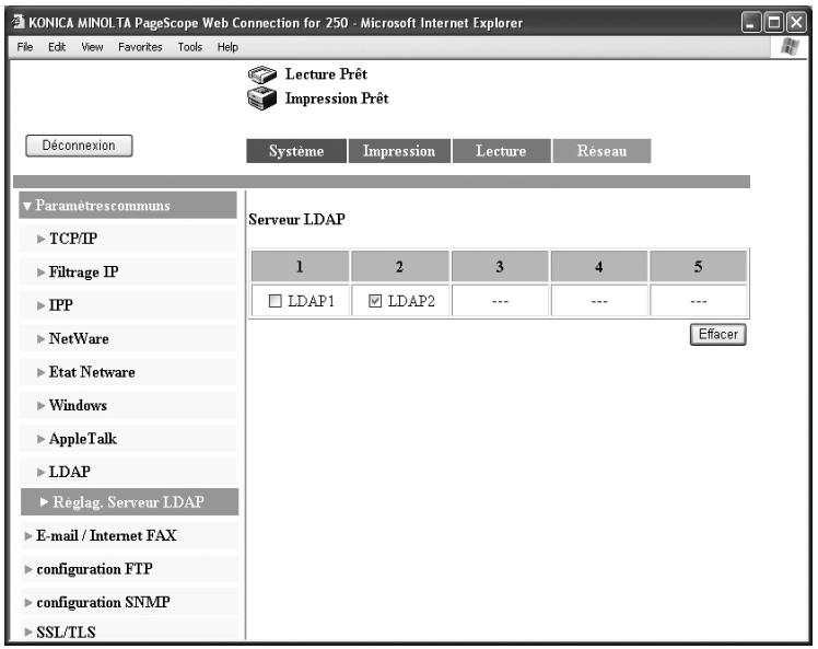 KONICA MINOLTA BIZHUB 250 PH2 5 SCAN - Suppression d'un serveur LDAP - 1