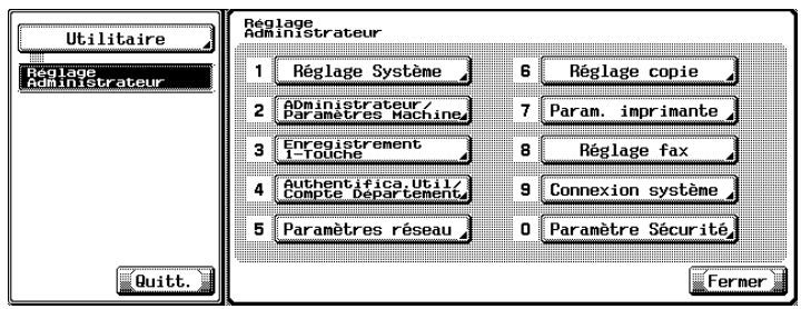 KONICA MINOLTA BIZHUB C450 - Quitter I'écran Réglage Administrateur - 1