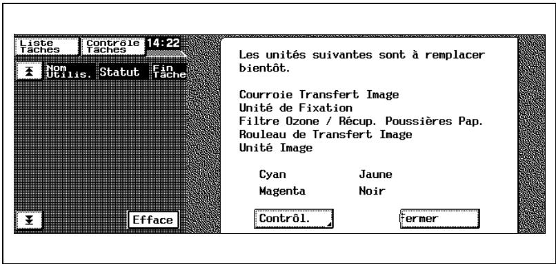 KONICA MINOLTA C350 - Quand le message “Les unités suivantes sont à remplacer bientôt.” apparaît - 1