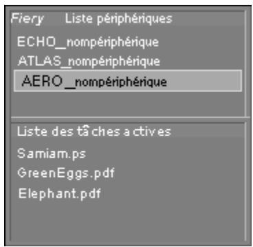 KONICA MINOLTA FIERY Z4 FOR CF9001 - Cliquez sur le serveur ou la tâche d'impression actuellesment sélectionnée pour afficher la liste de tous les serveurs connectés ou des tâches d'impression. - 1