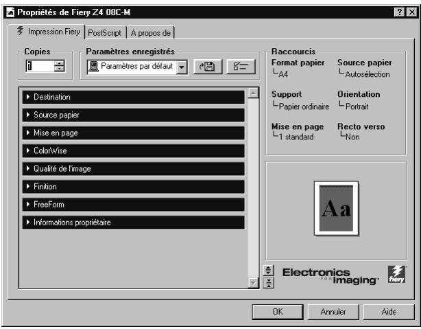 KONICA MINOLTA FIERY Z4 FOR CF9001 - Définition des options et impression sous Windows NT 4.0 - 1