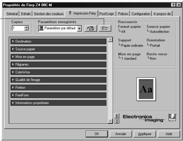 KONICA MINOLTA FIERY Z4 FOR CF9001 - POUR SUPPRIMER DES PARAMÉTRES ENREGISTRÉS : - 1