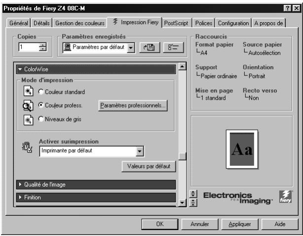 KONICA MINOLTA FIERY Z4 FOR CF9001 - Cliquez sur la barre des options d'impression Source papier. - 2