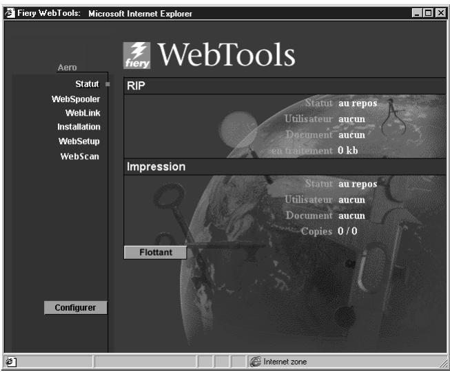 KONICA MINOLTA FIERY Z4 FOR CF9001 - Vérification du statut du Fiery Z4 à l'aide du WebTool Statut - 1
