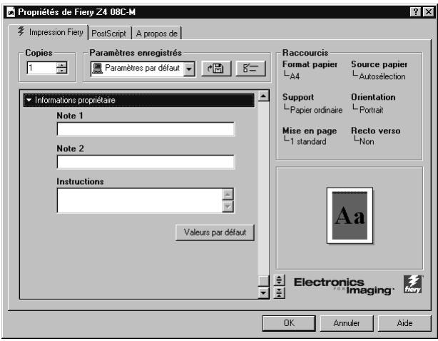 KONICA MINOLTA FIERY Z4 FOR CF9001 - Définition des options et impression sous Windows NT 4.0 - 3