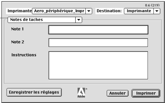 KONICA MINOLTA FIERY Z4 FOR CF9001 - Choisissez Notes de tâches dans le menu déroulant. - 1