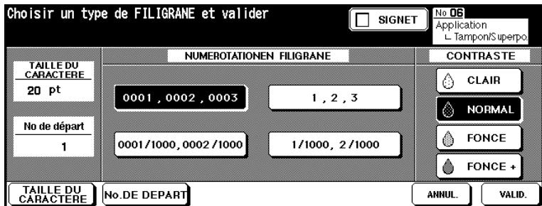 KONICA MINOLTA 7272 - Si vous scélectionnez FILIGRANE : Spécifiez le type et le contraste souhaité pour le filigrane. - 2