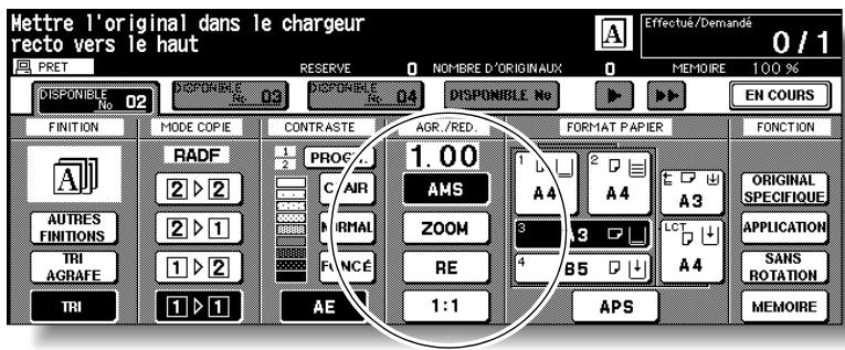 KONICA MINOLTA 7272 - Appuyez sur une touche de magasin dans l'écran général pour sélectionner le format de papier souhaité. - 1