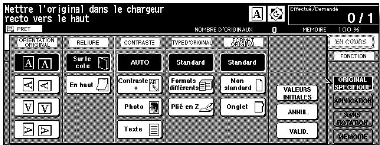 KONICA MINOLTA 7272 - Contrôlez et spécifie l'orientation de l'original et du mode de reliure. - 1