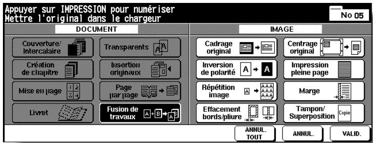 KONICA MINOLTA 7272 - Appuyez sur Fusion de travaux dans l'écran de seLECTION d'application. - 1