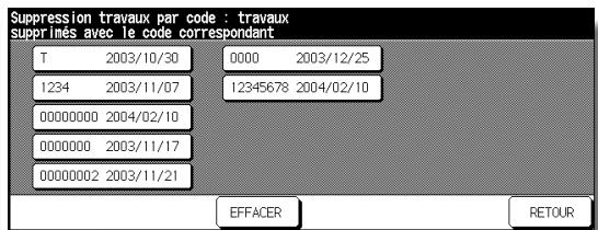 KONICA MINOLTA 7272 - Écran Suppression travaux par code - 1