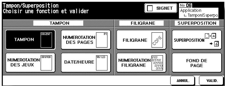 KONICA MINOLTA 7272 - Appuyez sur la touche souhaitée dans la zone TAMPON pour la sélectionner. - 1