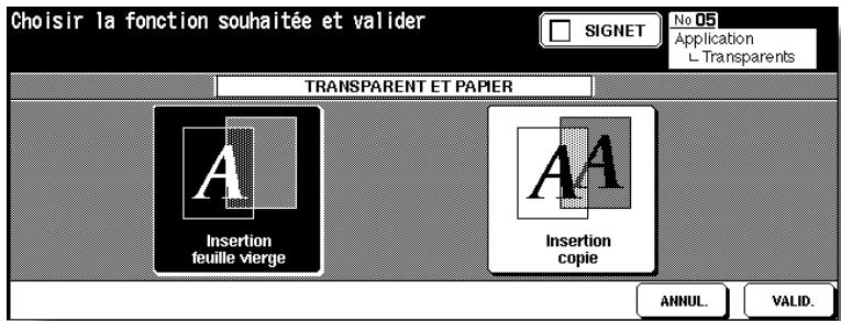 KONICA MINOLTA 7272 - Sélectionnez le mode Transparents souhaité, puis appuyez sur VALID. - 1