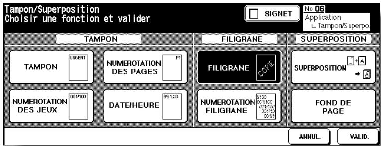 KONICA MINOLTA 7272 - Appuyez sur FILIGRANE ou sur NUMEROTATION FILIGRANE selon le cas. - 1