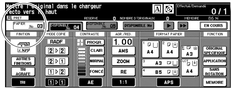 KONICA MINOLTA 7272 - Lorsque « PAPIER » apparait sur la touche de dossier (ou lorsque la touche fléchée clignote) - 1