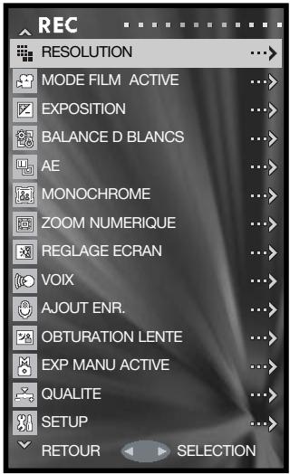 KONICA MINOLTA DIMAGE G600 - Navigation dans le menu Enregistrement (REC) - 4