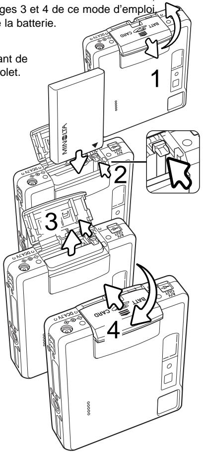 KONICA MINOLTA DIMAGE XT - PREPARATION ET MISE EN ROUTE INSERTION DE LA BATTERIE LITHIUM-ION - 1