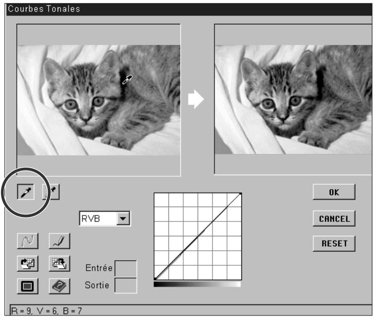 KONICA MINOLTA SCAN MULTI I SOFTWARE - Cliquez sur sur le ton qui doit être numérisé en tant que noir neutre. La prise du point s'effectue sur l'image de contrôle ou l'image de prévisualisation. - 2