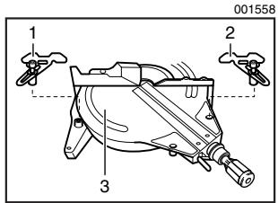 MAKITA LS1013 - Scie à coupe d'onglet mixte   Réglages de l'angle de coupe d'onglet et de l'angle de coupe en biseau - 3