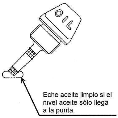 Eche aceite limpio si el nivel aceite sólo llega a la punta.
