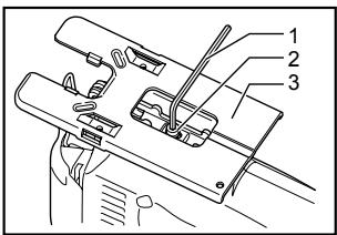 Technical diagram of a mechanical assembly with numbered components labeled 1, 2, and 3