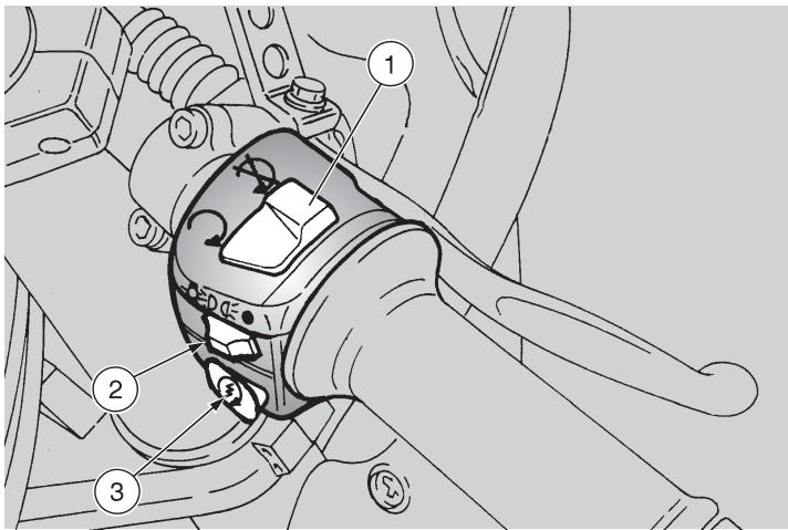 APRILIA RS 125 - 3) Bouton de demarreur (③) - 1