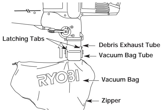 MTD RESV1300 - ATTACHING AND REMOVING THE VACUUM BAG Attaching - 2