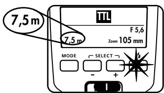 METZ MECABLITZ 50 AF-1 DIGITAL - Affichage de la portée - 1