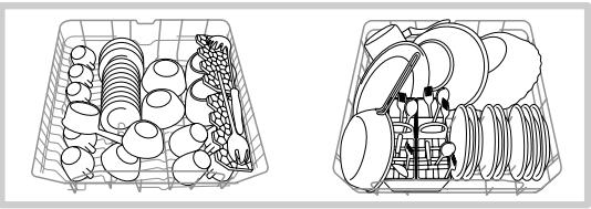 HOTPOINT-ARISTON LDF 12314,  LDF12314EEU - Beschickungsbeispiele für den Oberkorb/Unterkorb - 1