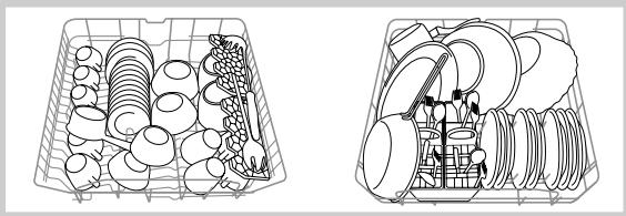 HOTPOINT-ARISTON LDF 12314,  LDF12314EEU - Voorbeelden van het inladen van het bovenrek/ onderrek - 1