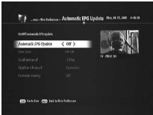 HUMAX TN7000HD TNTSAT - Mise à jour automatique EPG (MENU > Préférences de l'utilisateur > Mise à jour automatique EPG) - 3