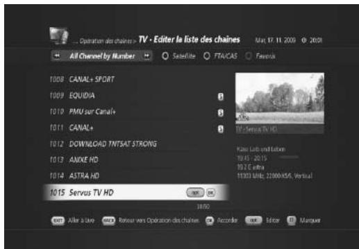 HUMAX TN7000HD TNTSAT - Déplacement de chaînes - 1