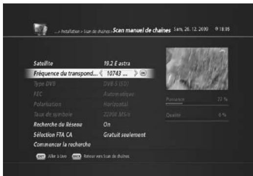 HUMAX TN7000HD TNTSAT - Recherche manuelle (MENU > Installation > Recherche de chaîne > Recherche manuelle) - 1